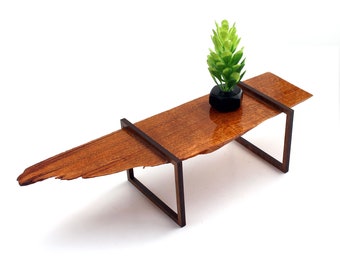 OOAK Cherry Coffee Bench + Table - Modern Miniature MCM furniture