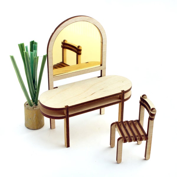 1:16 scale GETAWAY Vanity and Chair - Modern Miniature Furniture Kit