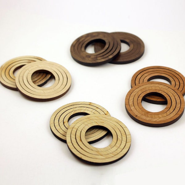 8 Concentric Circle Wood Beads : Maple, Cherry, Walnut or Bamboo