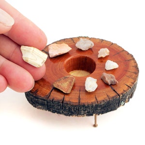 1:12 scale Juniper Table w/ Rock Collection Feature Modern Miniature furniture image 2