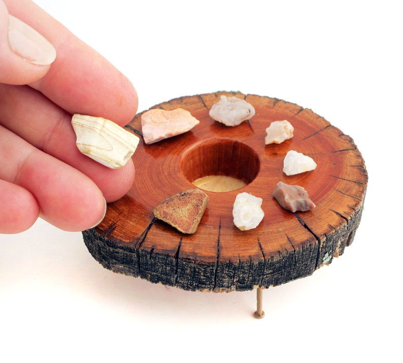 1:12 scale Juniper Table w/ Rock Collection Feature Modern Miniature furniture image 2