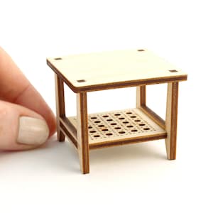 1:12 scale Cane Side Table Modern Dollhouse Furniture kit image 1