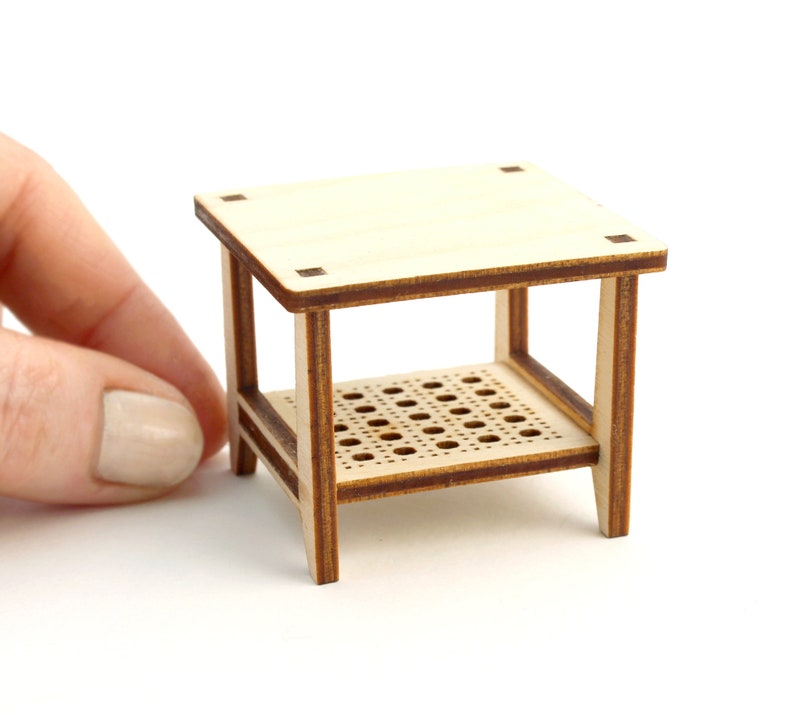 1:12 scale Cane Side Table Modern Dollhouse Furniture kit image 1