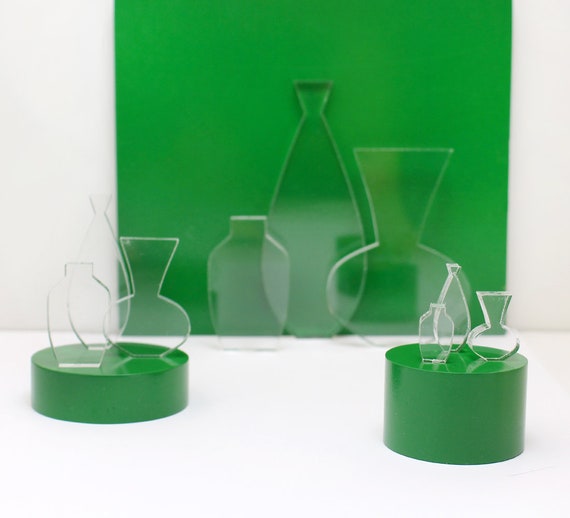 Three Lucite Vases Mid Century Modern Miniature Sculptures Etsy