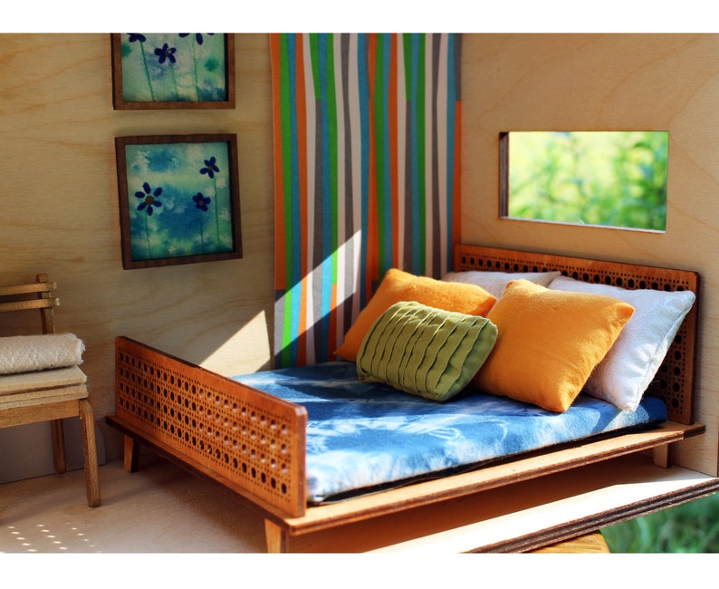 112 Scale Cane Bed Modern Dollhouse Furniture Kit Etsy