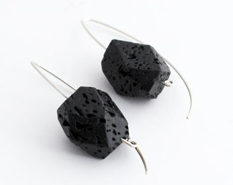 Faceted Lava Rocks on Silver