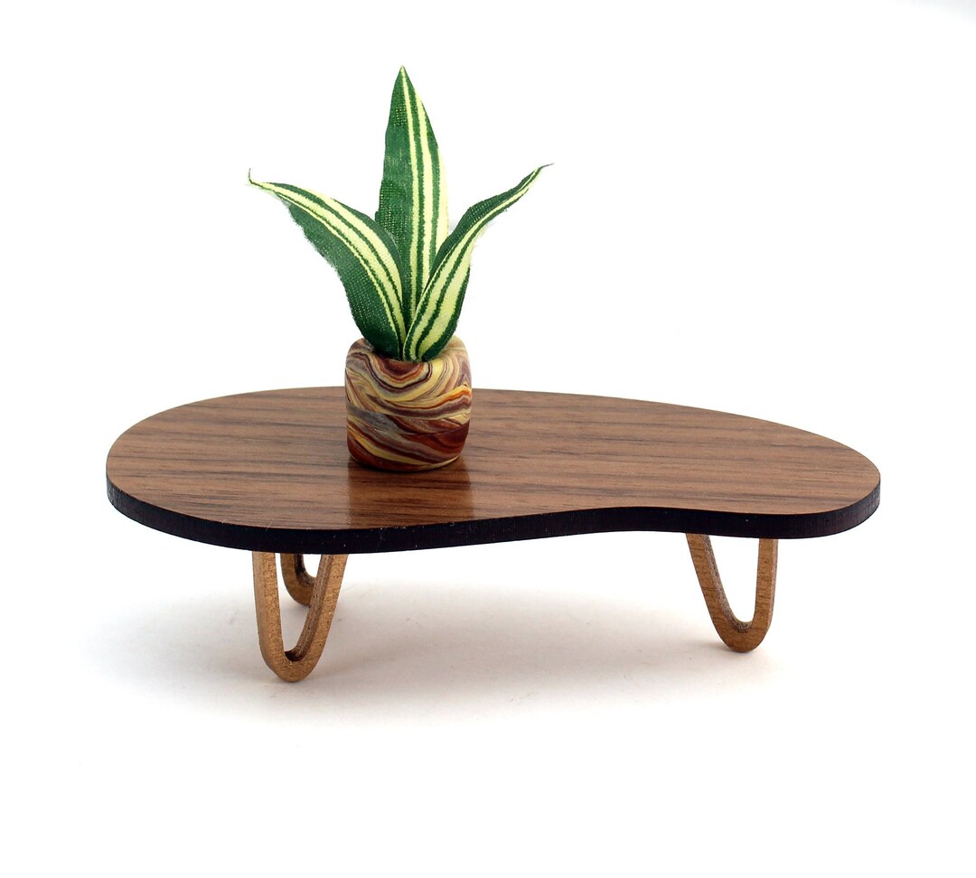 116 Scale Walnut Kidney Bean Table W/ Golden Hairpin Legs Etsy