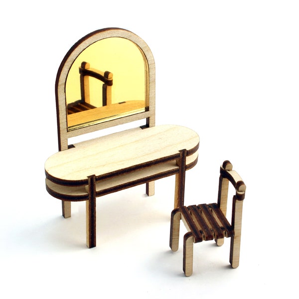 1:24 scale GETAWAY Vanity and Chair - Modern Miniature Furniture Kit