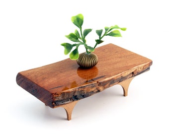 1:12 scale Solid Cherry Live Edge Coffee Table on Swoop Legs - Modern Luxury Miniature furniture