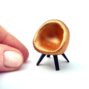 1:24 scale Sculpted Bronze Chair - Miniature Modern Handmade Dollhouse Furniture