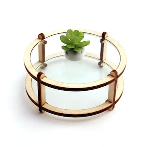 1:16 scale GETAWAY 2-Tiered Plexiglass Table - Modern Miniature Furniture Kit