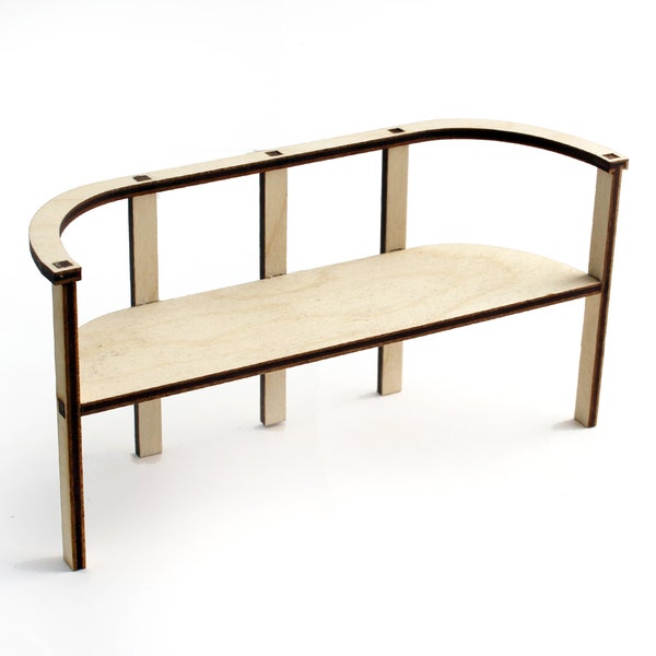 1:12 scale Clubhouse Bench - Miniature Modern Furniture kit