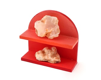 Arch Terracotta Rock Shelves w/ Chalcedony and Druzy Quartz - Modern Miniature decor