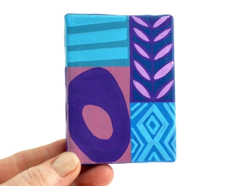 Blue Purple Color Block Pattern - STUDIO PEEL Collection - Miniature Original Artwork