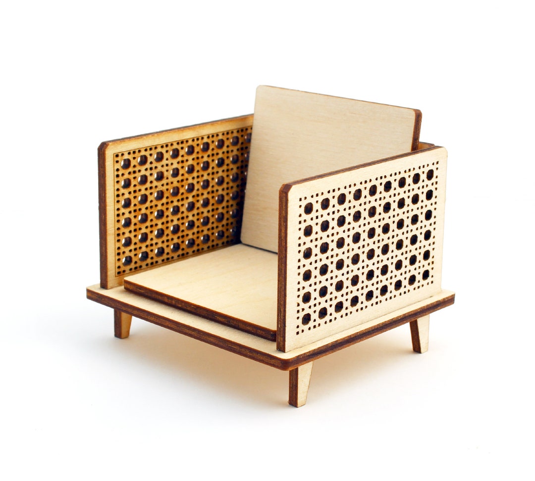 112 Scale Cane Chair Modern Dollhouse Furniture Kit Etsy