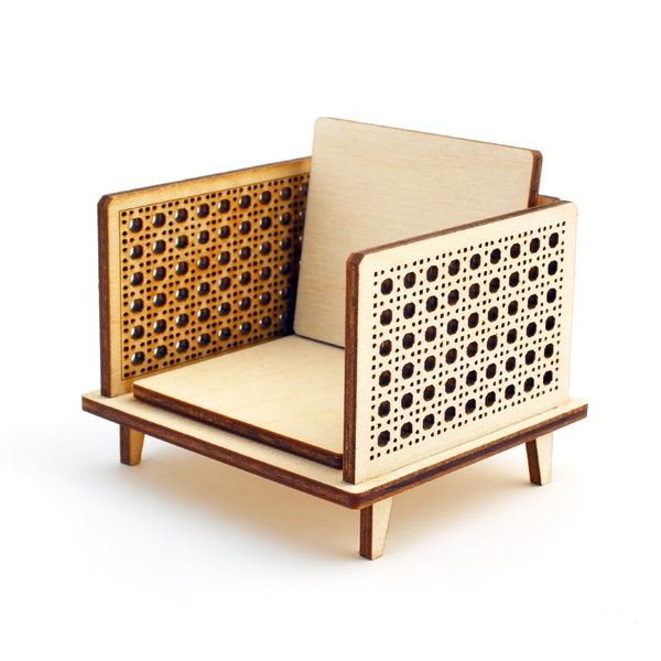 1:12 scale Cane Chair - Modern Dollhouse Furniture kit