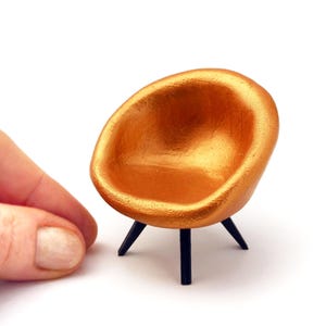 1:16 scale Sculpted Bronze Chair - Miniature Modern Handmade Dollhouse Furniture