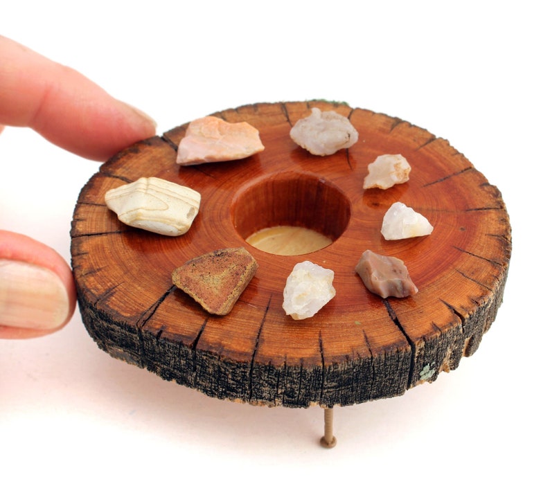 1:12 scale Juniper Table w/ Rock Collection Feature Modern Miniature furniture image 1