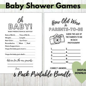Gender Neutral Baby Shower Games Bundle, Printable Games, Digital Games, Instant Download, Party Games