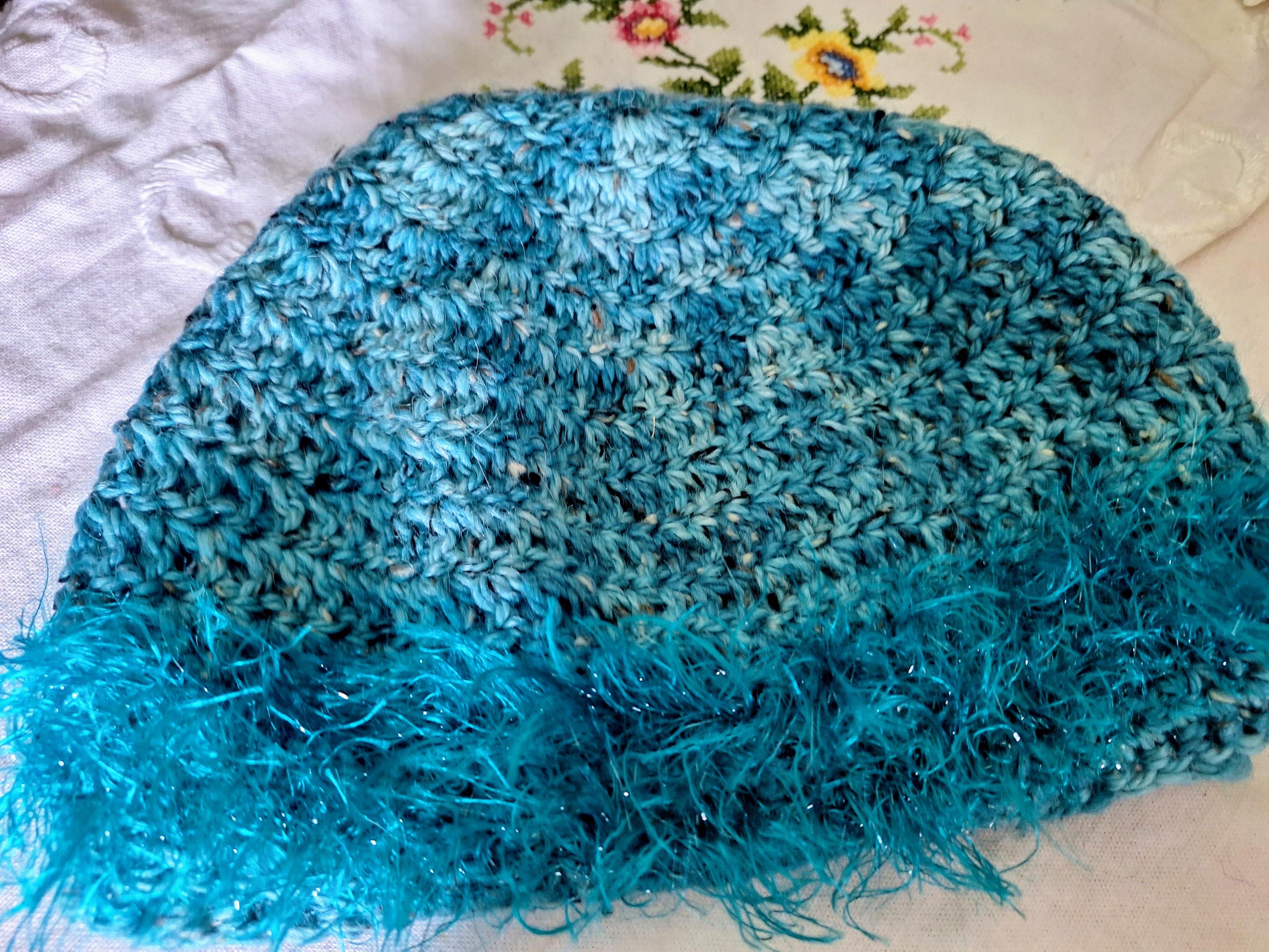 Handknit teal and pink one of a kind crochet hat One-of-a-Kind Crochet hat – Penny On The Hill main image 3