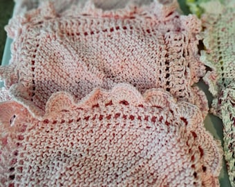 Dishcloth or washcloth, knitted, available now, Most are edged in crochet, great gift for yourself, or for a friend.