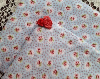 Set of 3 handmade potholders.  1 is crocheted cotton in a 6 sided decorative design There are 2 square fabric potholders with denim backing.