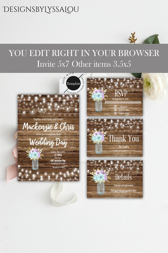 Rustic Wedding Invitation Rustic Wedding Country Wedding Etsy