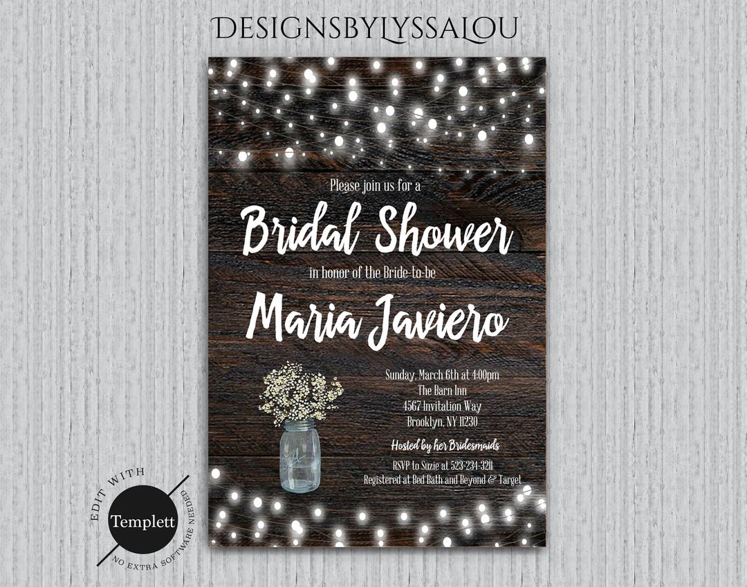 Rustic Bridal Shower Invitation, Rustic Bridal Shower Invitation ...