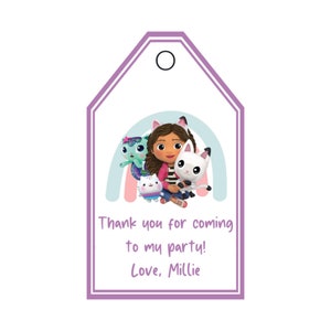 Descarga digital: etiquetas de agradecimiento personalizadas para bolsas de fiesta de cumpleaños con temática de la Casa de Muñecas de Gabby - fiesta niño niña niños gato gatos
