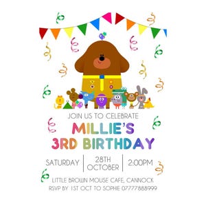 Digital download - personalised Hey Duggee themed birthday invitation invite - party boy girl children’s