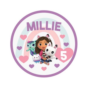 Digitaler Download - personalisierter Gabby's Dollhouse Cake Topper - Geburtstagsparty Katze Gabby Mädchen