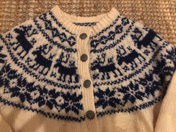 Vintage Scandinavian Nordic Fair Isle novelty deer