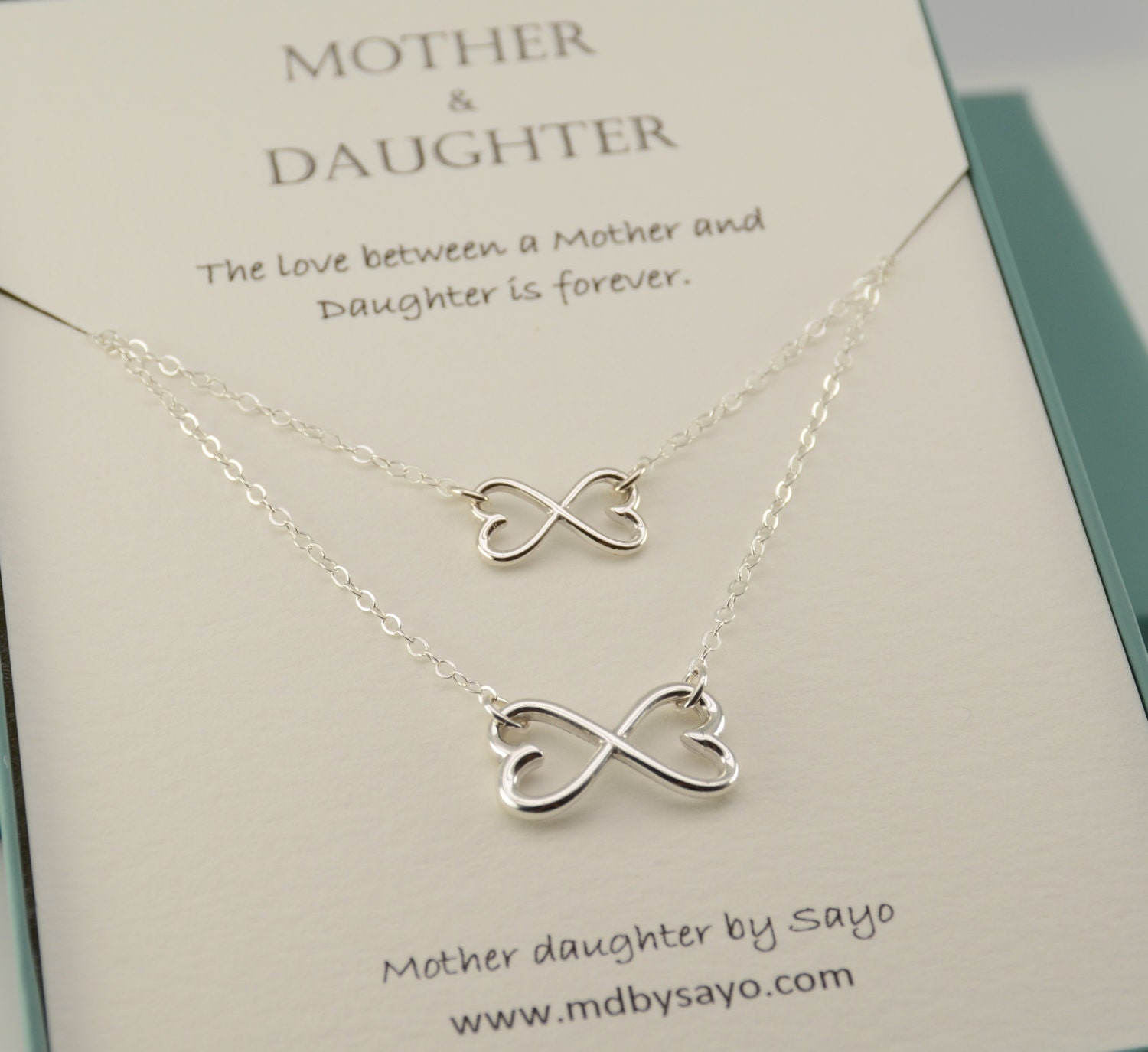 Mother Daughter Infinity Heart Necklace Set. Mini and Me Jewelry
