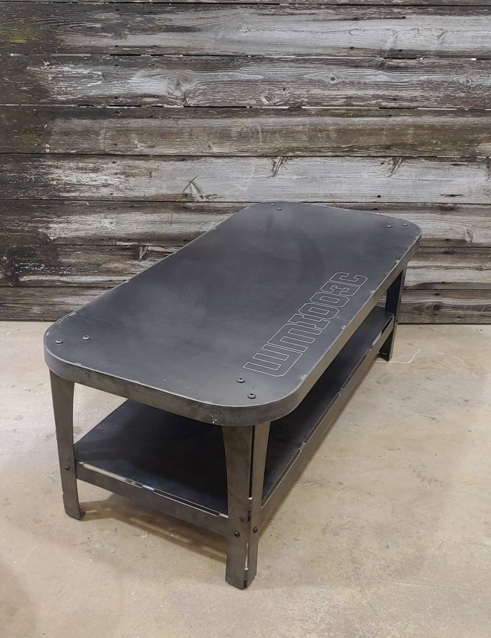 Industrial Coffee Table Natural Steel Finish Etsy
