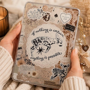 Cottagecore Kindle Insert | Kindle Clear Case Insert | Coquette Deer Kindle Skin | Neutral Bookish E-Reader Insert | Digital Download