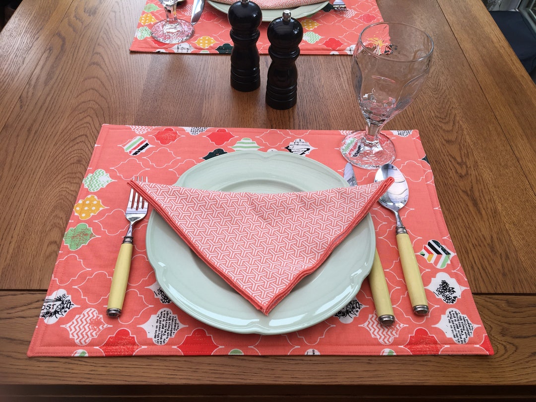 Placemat and Napkin Set 6 Fabric Reversible Placemats and Etsy