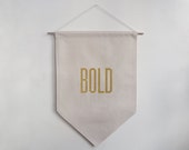 Bold Home Decor Typographic Banner Original Font Handmade Flag Natural Cotton Glitter Gold Black Velvet Iron-on Material