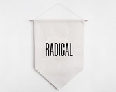 Radical Home Decor Typographic Banner Original Font Handmade Flag Natural Cotton Glitter Gold Black Velvet Iron-on Material