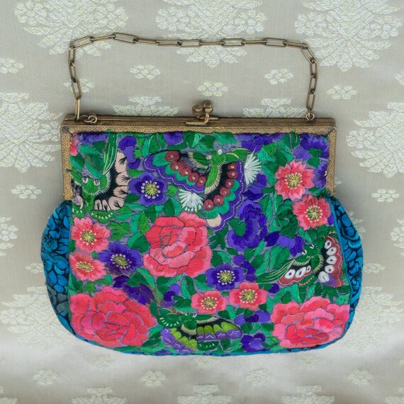 Vintage Embroidered Chinese Silk Evening Bag