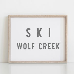 Ski Wolf Creek Sign Digital PRINT Colorado kunst kleurrijke Instant Download berg Wall Decor kunst aan de muur Ski Colorado Print Ski Art Ski Sign