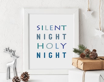 Silent Night Holy Night Christmas decor 8 x 10 seasonal art christmas wall decor MERRY Holiday Sign