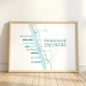 Beaches of Encinitas Print DIGITAL Design Decor Wall Art PRINTABLE Instant Download California Art Digital Print Encinitas Beaches San Diego