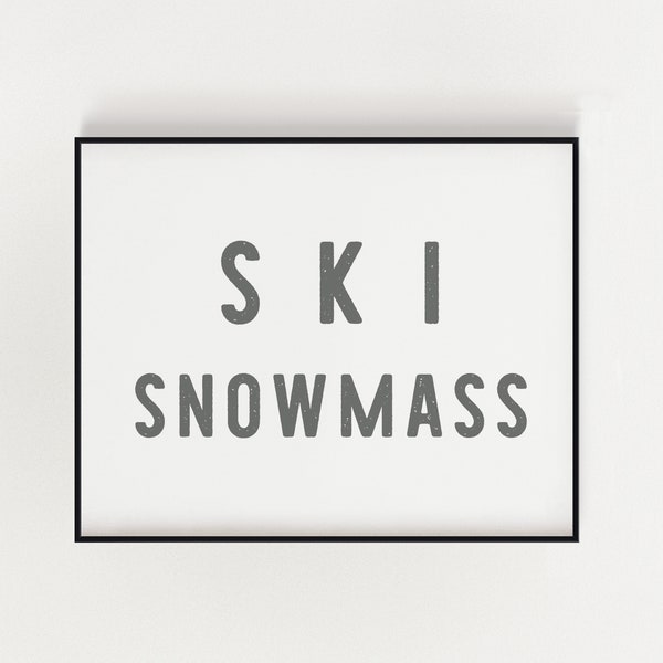 Ski Snowmass Sign Digital PRINT Aspen art Instant Download colorful mountain wall decor
