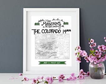 Colorado 14er Print - 8 x 10 - Colorado Mountain Print - Explore Colorado - 14ers Rocky Mountains - Colorado Climb Ski Hike