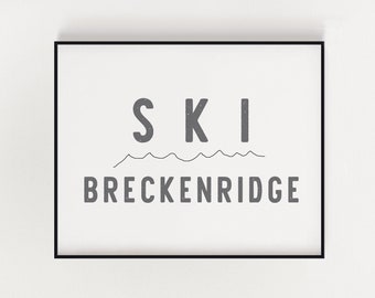 Ski Breckenridge Sign Digital PRINT Colorado art colorful mountain wall decor Instant Download