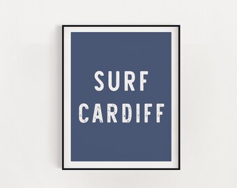 Letrero de surf Cardiff IMPRESIÓN DIGITAL Arte de surf de California Descarga instantánea Decoración de pared Encinitas Leucadia