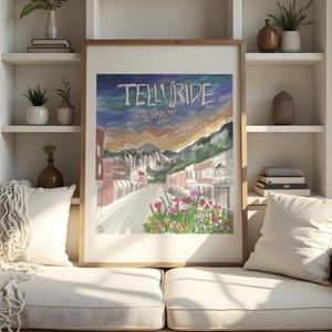 Telluride colorado print, INSTANT DOWNLOAD, art colorful mountain summer flowers rocky PRINTABLE art moutains ski hike