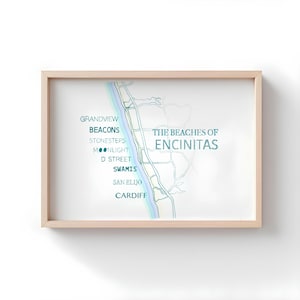 Beach of Encinitas Print Beach Love Cardiff Leucadia Moonlight Beach San Diego California Beachy Decor Cottage Wall Decor
