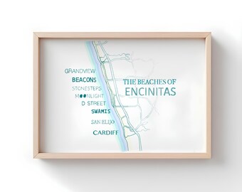 Beach of Encinitas Print Beach Love Cardiff Leucadia Moonlight Beach San Diego California Beachy Decor Cottage Wall Decor