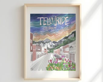 Telluride Colorado Print, Ski Town Wall Art